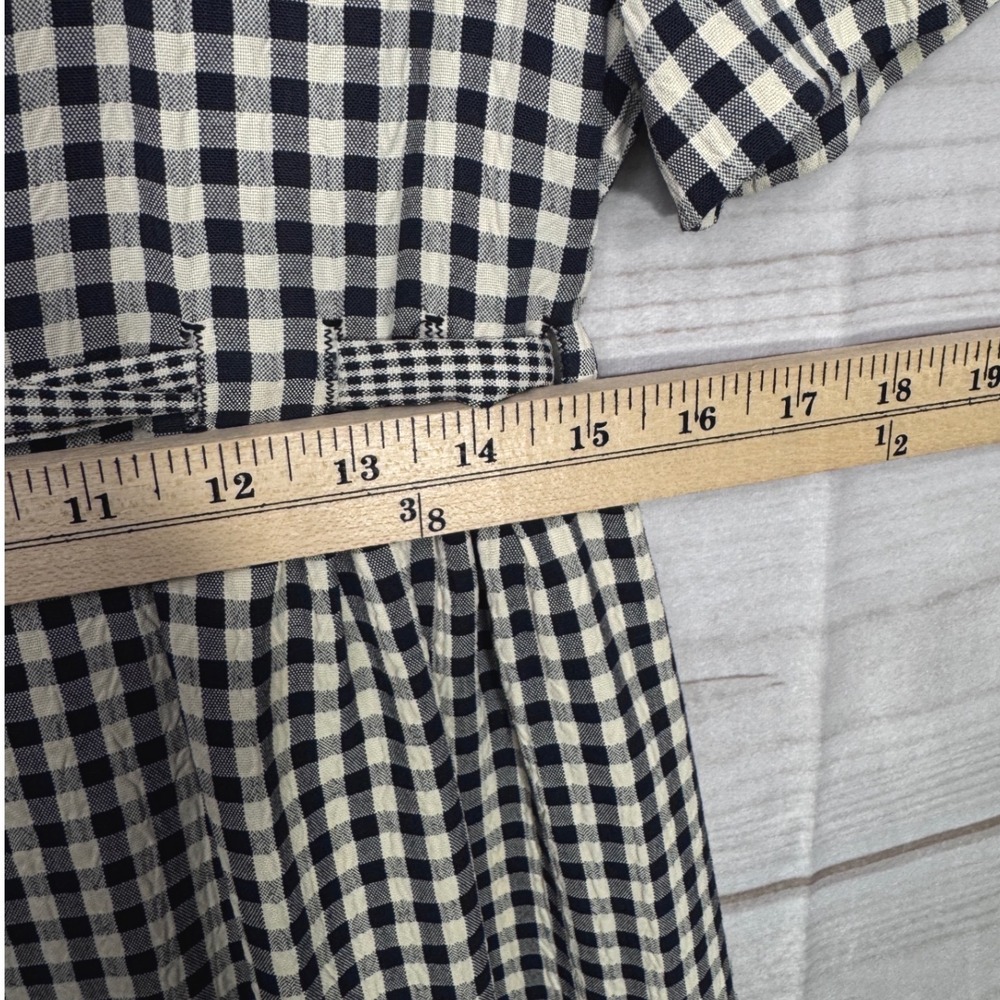 Vintage EXPO Gingham Maxi Dress Black Cream Short Sleeve Size 6 cottagecore - Picture 5 of 7